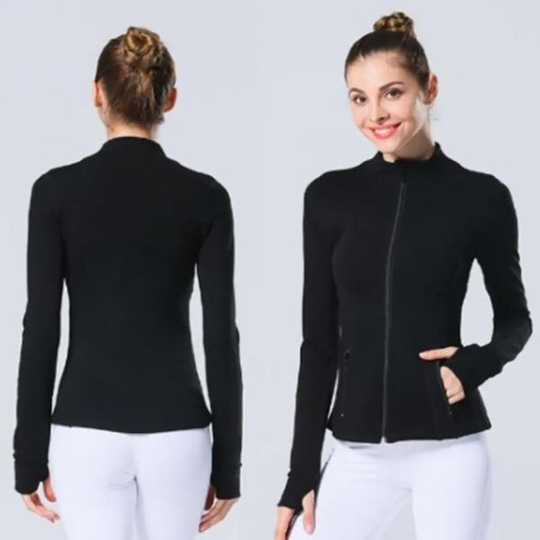 lululemen womens womens define yoga outfits workout sport coat scuba fitness jacket high street sports quick dry activewear solid zip up, Black
